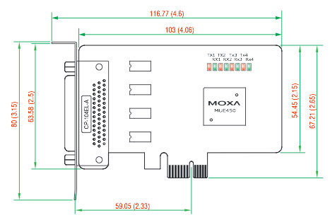 Moxa CP-104EL-A w/o Cable Carte PCI Express 4 ports RS-232