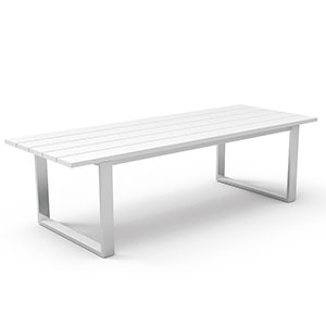 Table à manger de jardin en aluminium blanc essence