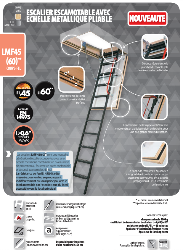 Escalier escamotable FAKRO avec échelle métallique